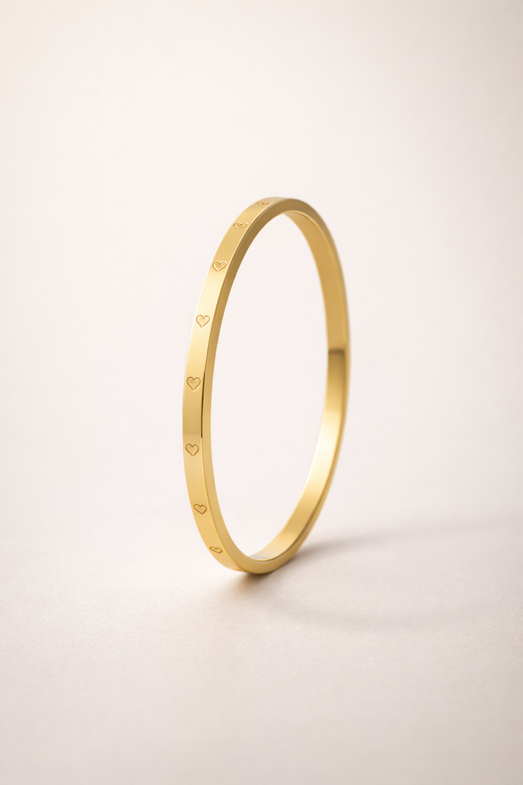Minimal Heart Engraved Gold-Finish Slim Bracelet