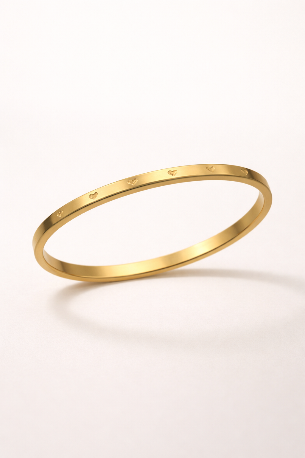 Minimal Heart Engraved Gold-Finish Slim Bracelet