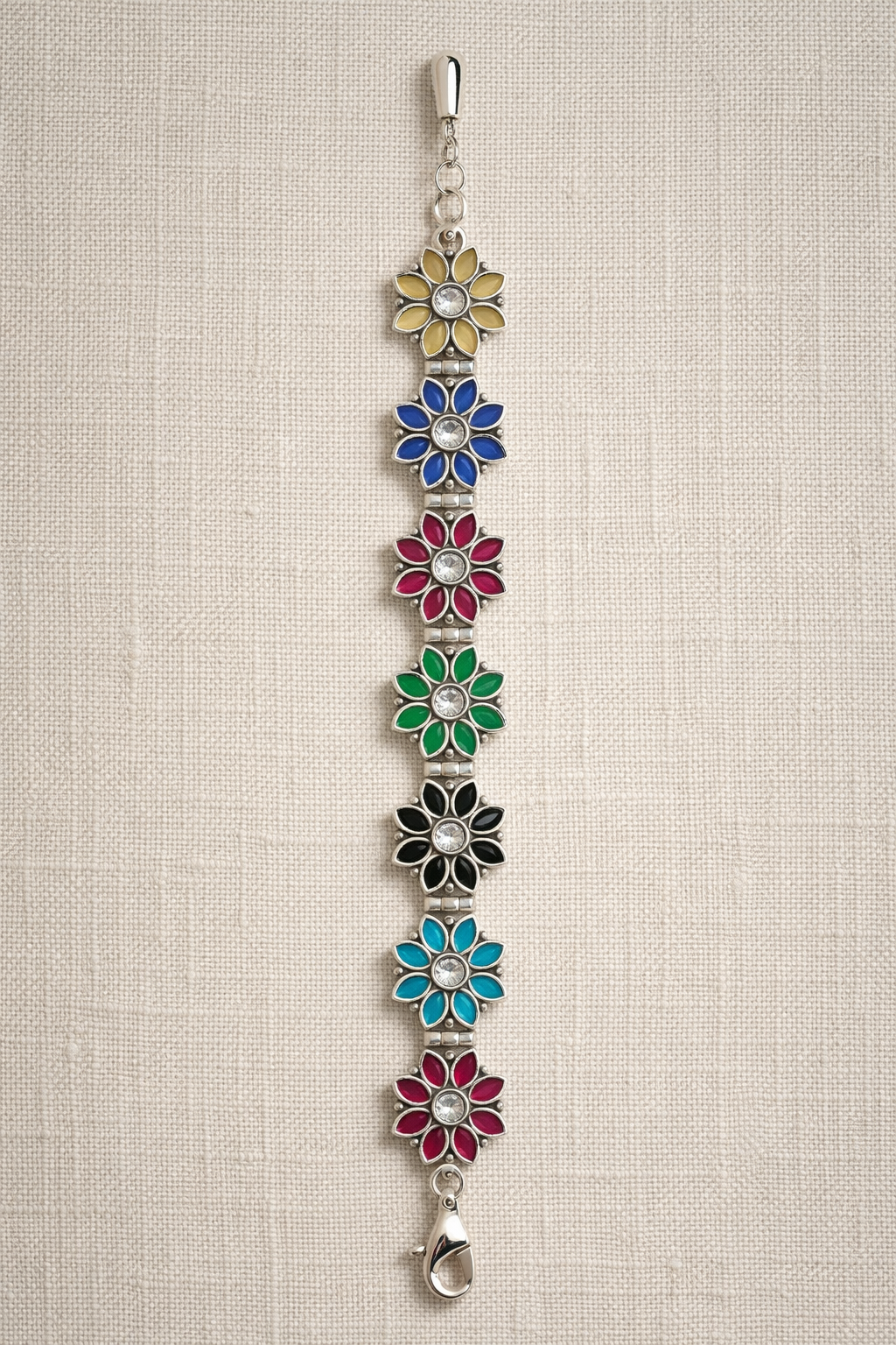 Multicolour Floral German Silver Bracelet for Women