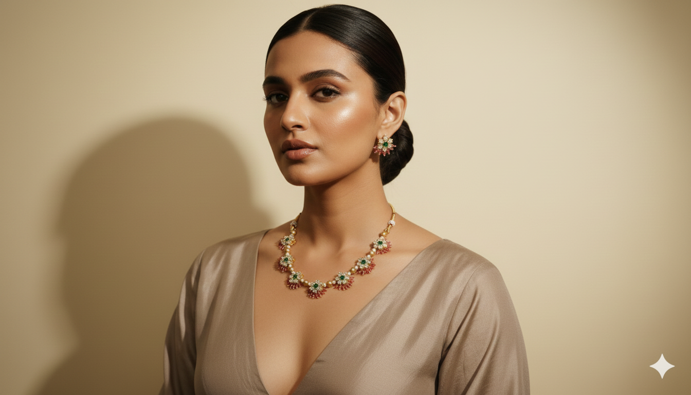 Evara Bloom AD Necklace Set