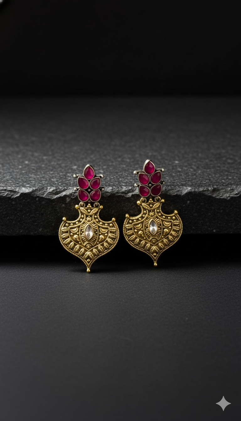 Heritage German Silver Temple Earrings