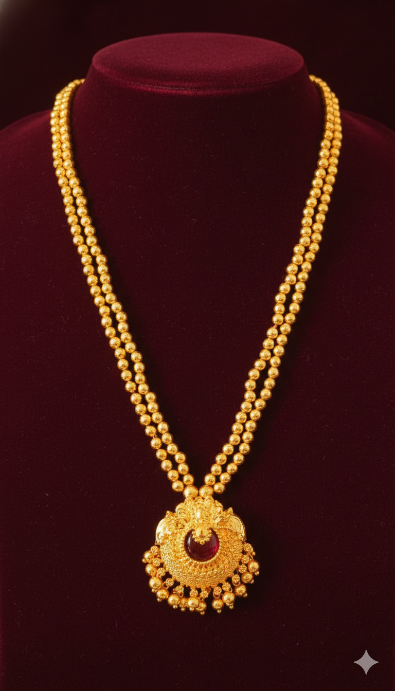 Double Line Bor Maal with Traditional Pendant