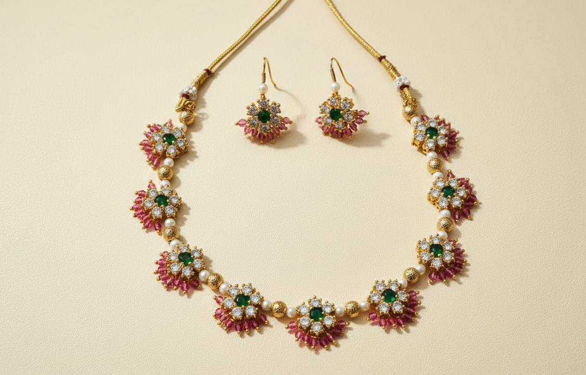 Evara Bloom AD Necklace Set