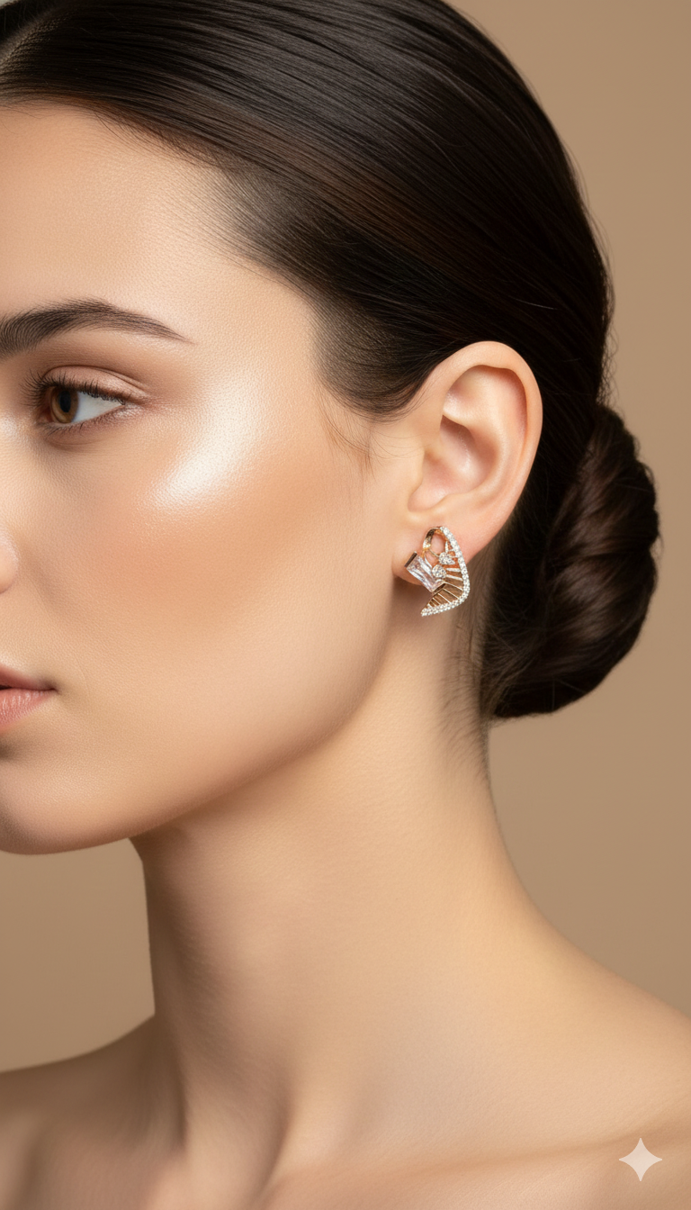 Crystal Fan Stud Earrings