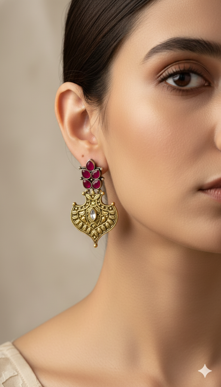 Heritage German Silver Temple Earrings