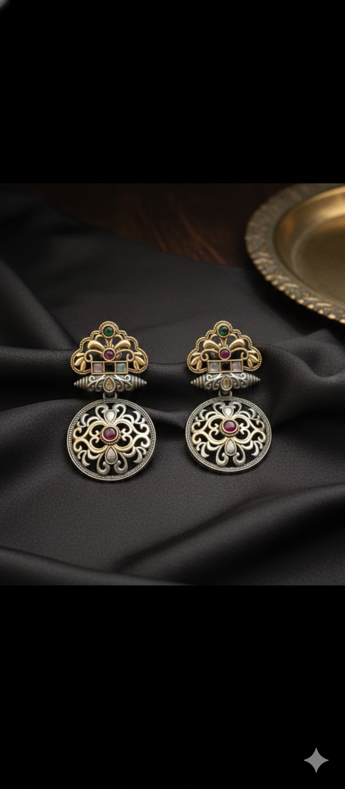 Rajwada Filigree Stone Earrings