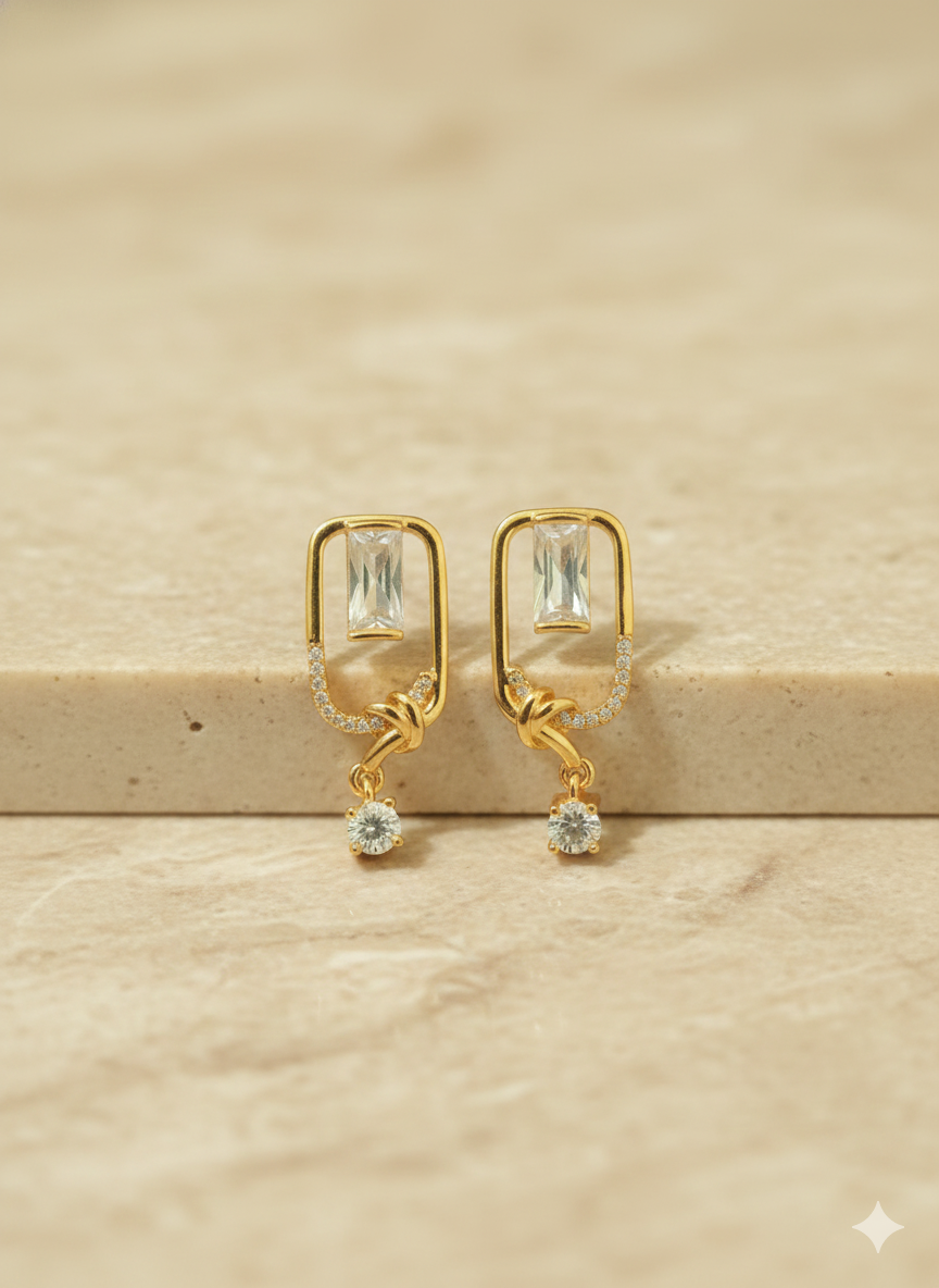 Geometric Crystal Drop Earrings