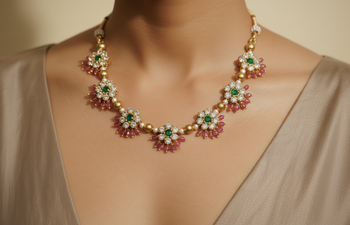 Evara Bloom AD Necklace Set