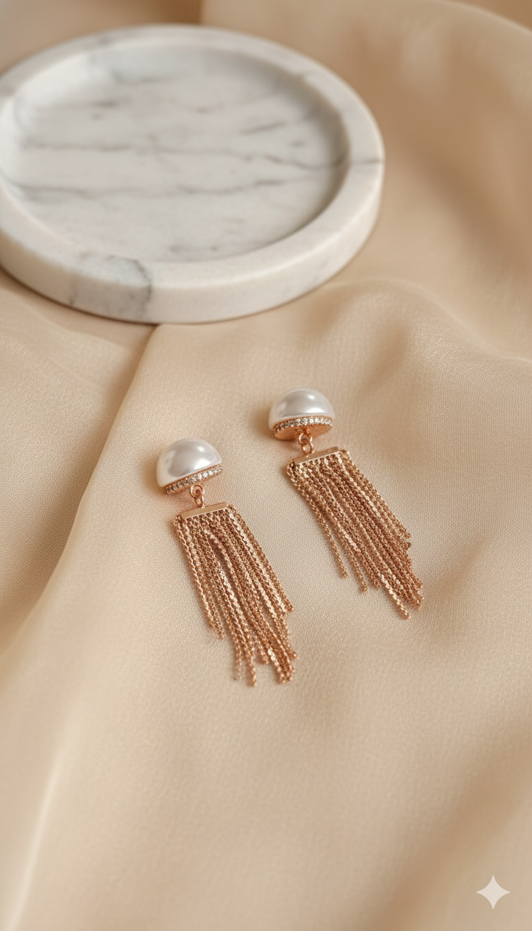 Pearl Tassel Drop Earrings