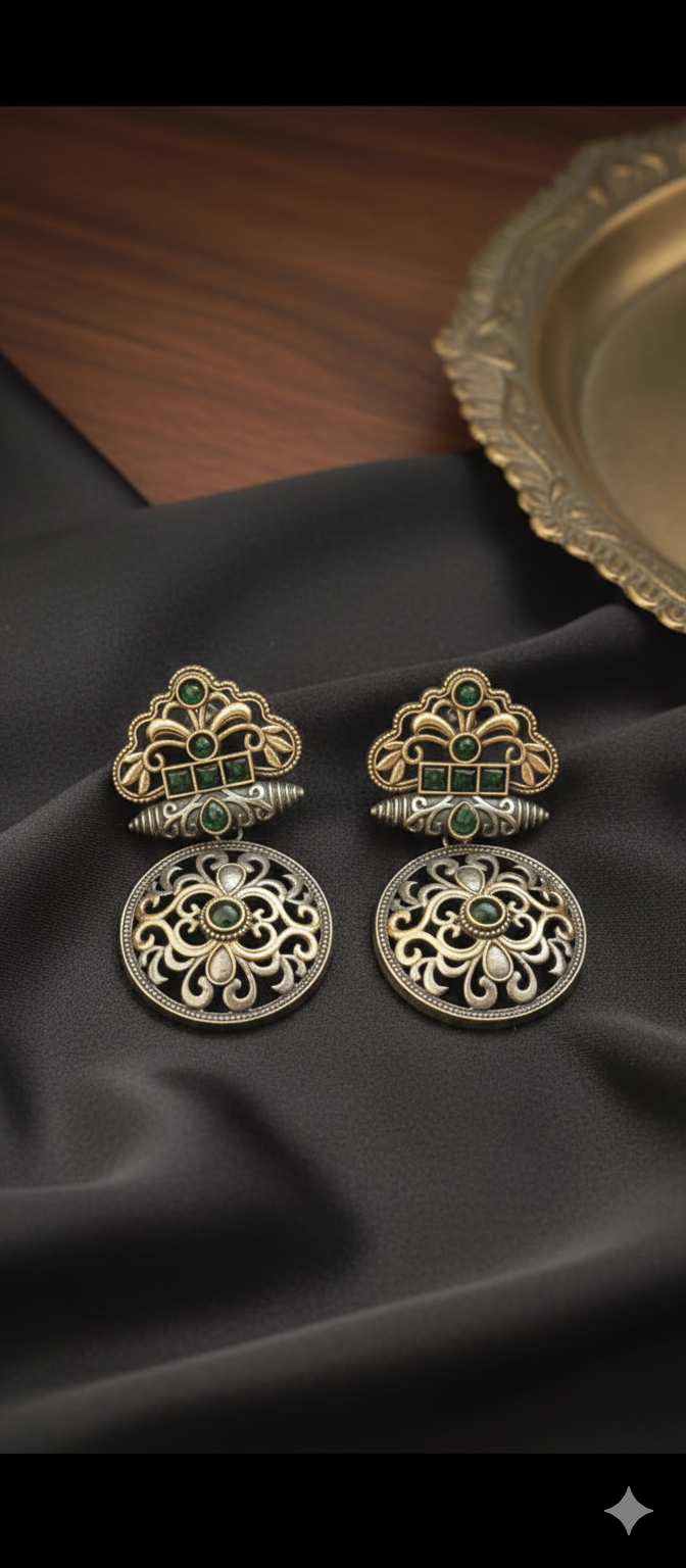 Rajwada Filigree Stone Earrings