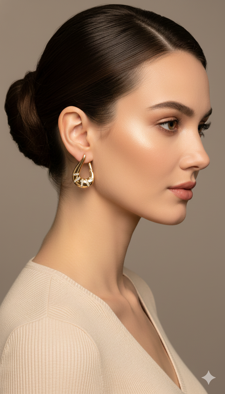 Gold Textured Hoop Earrings