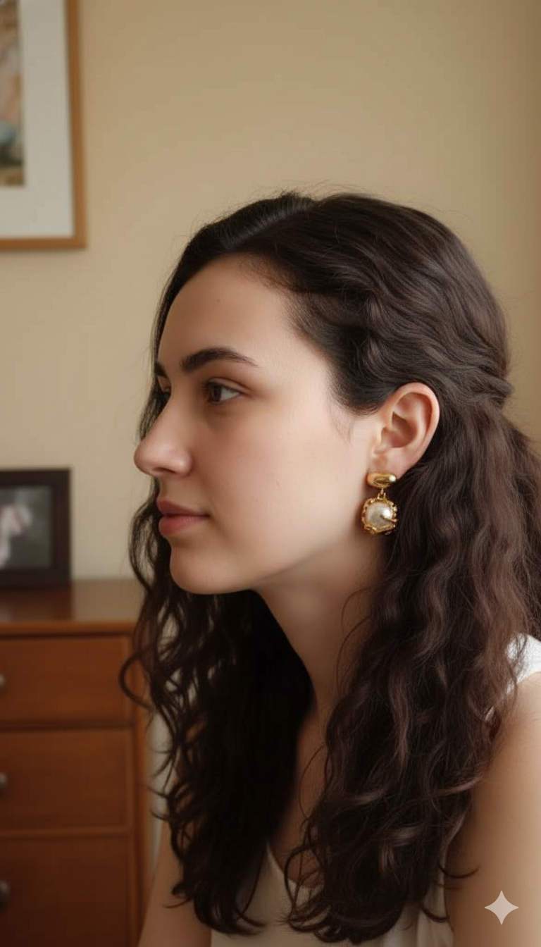 Pearl Bloom Gold-Tone Drop Earrings