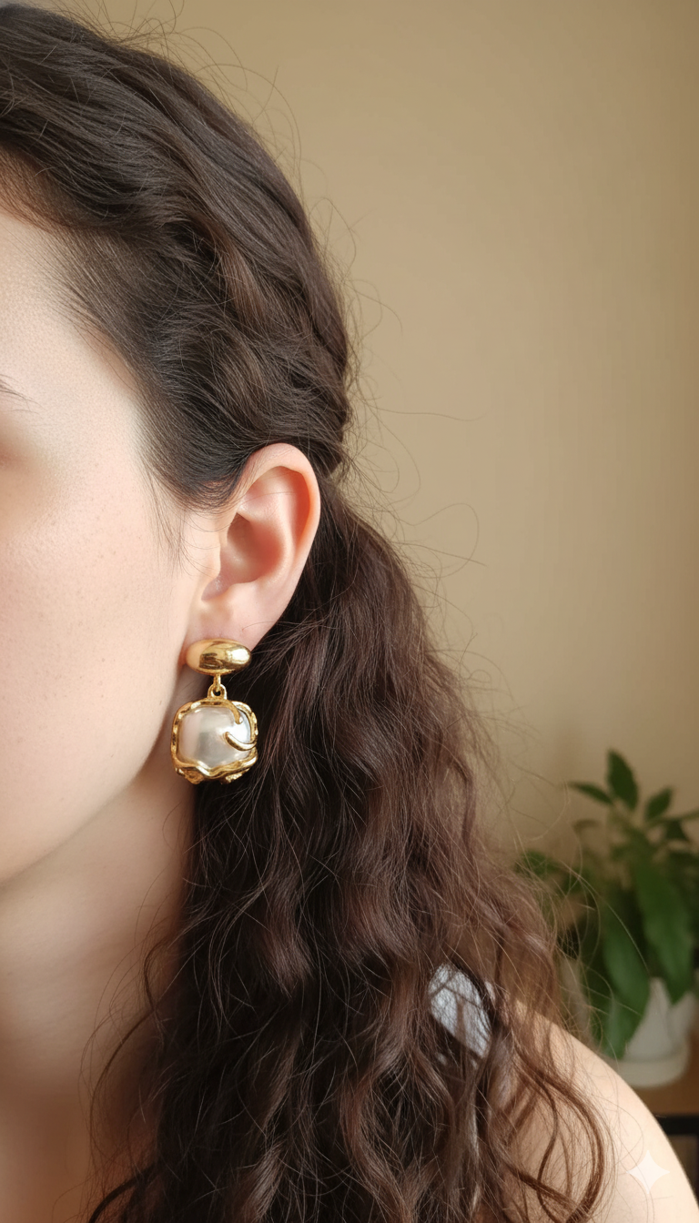 Pearl Bloom Gold-Tone Drop Earrings