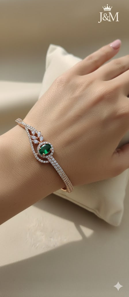 Emerald Elegance Diamond Bracelet