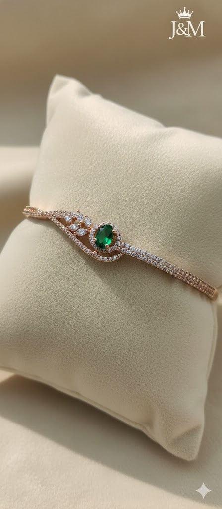 Emerald Elegance Diamond Bracelet