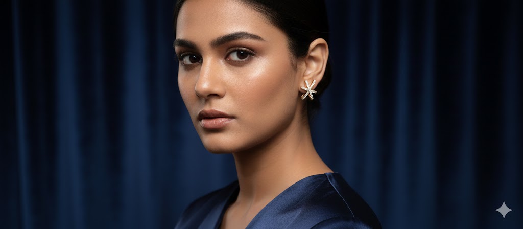 Gold Starburst CZ  Earrings