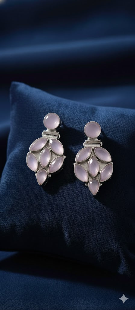 Silver-Toned Pearl &  Green Pavé Curved Accents: