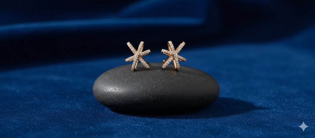 Gold Starburst CZ  Earrings